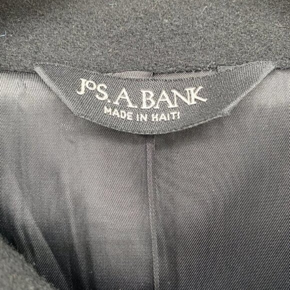 Jos A Bank Black Wool Business Collared 46R Mid Length Lined Dress Coat - Picture 2 of 7